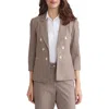 Jones New York Gingham Faux Double Breasted Jacket In Brown