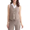 Jones New York Gingham Vest In Brown