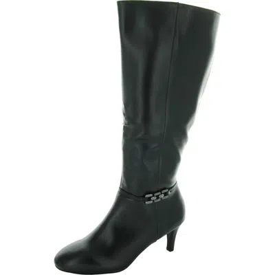 Jones New York Hanlee Womens Zipper Faux Leather Knee-high Boots In Black