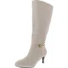 Jones New York Hanlee Womens Zipper Faux Leather Knee-high Boots In White