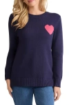 Jones New York Heart Cotton Blend Intarsia Swetaer In Blue