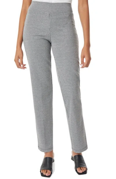 Jones New York Houndstooth Straight Leg Pull-on Pants In Gray