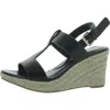 Jones New York Isortee Womens Faux Leather Cut Out Wedge Sandals In Black