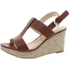 Jones New York Isortee Womens Faux Leather Cut Out Wedge Sandals In Green