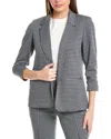 Jones New York Houndstooth Notch Lapel Jacquard Knit Blazer In Blue