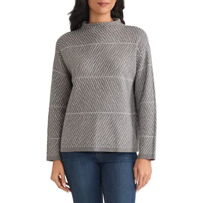 Jones New York Jacquard Funnel Neck Sweater In Gray