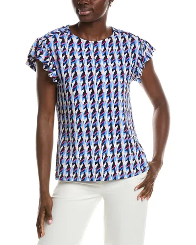 Jones New York Jersey Flutter Top In Multi