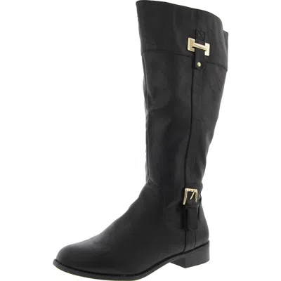 Jones New York Jny-leodenn Womens Mixed Media Manmade Knee-high Boots In Black