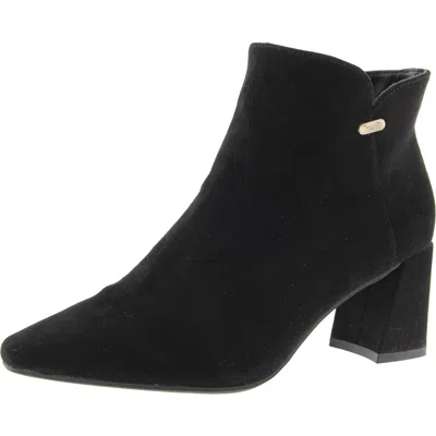 Jones New York Jnydelno Womens Block Heel Faux Suede Ankle Boots In Black
