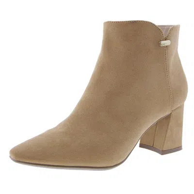 Jones New York Jnydelno Womens Block Heel Faux Suede Ankle Boots In White