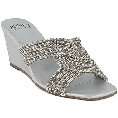 Jones New York Jnyirebbo Womens Jeweled Manmade Wedge Heels In Silver