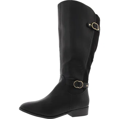 Jones New York Jnyleandraa Womens Buckle Leather Knee-high Boots In Black