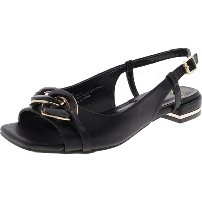 Jones New York Jnyvelvy Womens Block Heel Manmade Slingback Sandals In Black