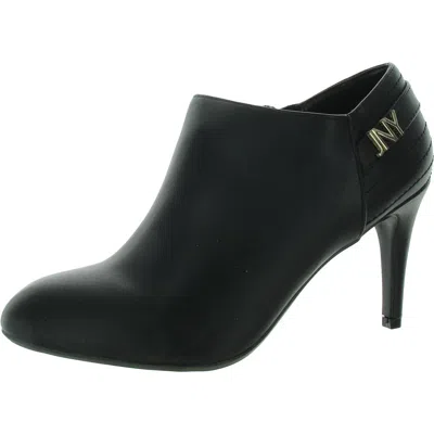 Jones New York Kaielle Womens Logo Faux Leather Ankle Boots In Black