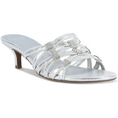 Jones New York Kaleena Womens Embellished Manmade Slide Sandals In Silver