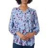 Jones New York Kelly Floral Print Top In Bluebell Multi