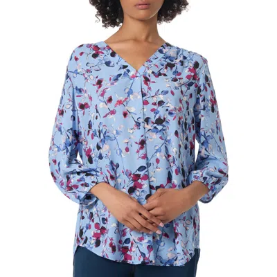 Jones New York Kelly Floral Print Top In Bluebell Multi