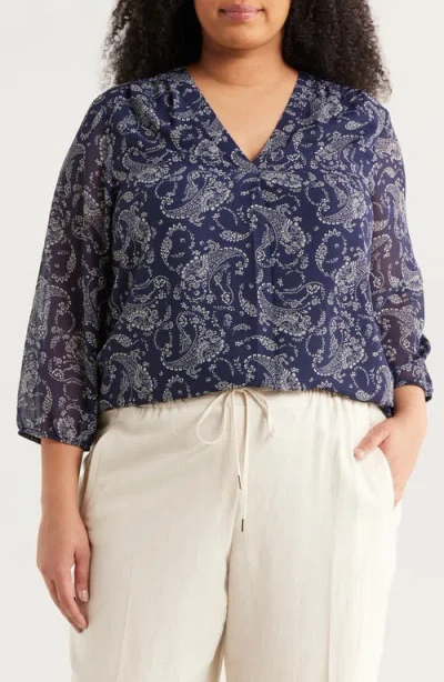 Jones New York Kelly Paisley Top In Blue
