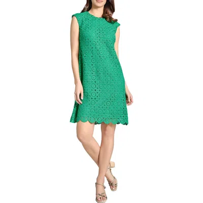 Jones New York Lace Cap Sleeve Shift Dress In Kelly