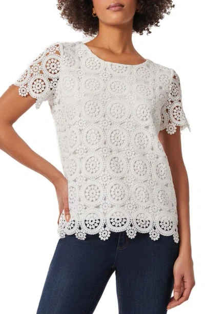 Jones New York Lace Scallop Top In Nyc White
