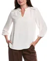 Jones New York Embroidered Accent Popover Top In White