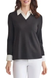 Jones New York Layered Look Long Sleeve Top In Gray