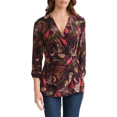 JONES NEW YORK JONES NEW YORK LEAF PRINT WRAP TOP
