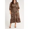 Jones New York Leopard Print Long Sleeve Minidress In Black