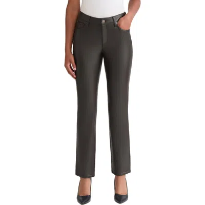 Jones New York Lexington Faux Leather Straight Leg Pants In Metallic