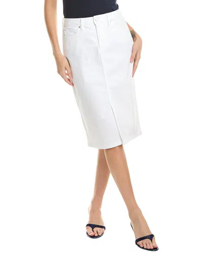 Jones New York Front Slit Denim Skirt In White