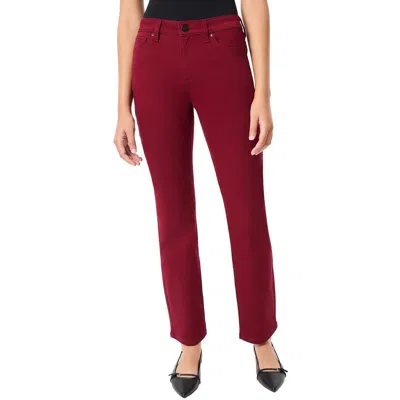 Jones New York Lexington Womens Solid Cotton Straight Leg Jeans In Bordeaux