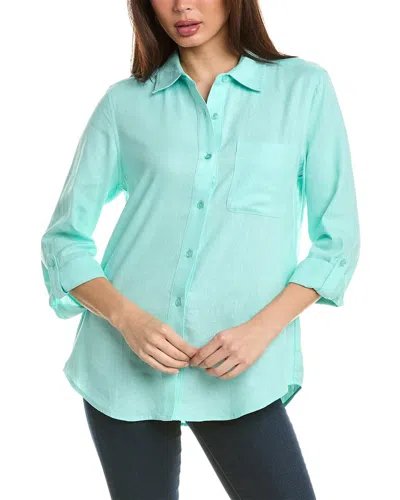 Jones New York Linen-blend Big Shirt In Green