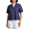 Jones New York Linen Blend Button-up Shirt In Pacific Navy