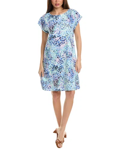 Jones New York Abstract Print Linen Blend Shift Dress In Blue