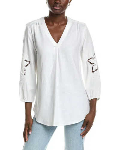 Jones New York Linen-blend Pleated Shirt In Animal Print