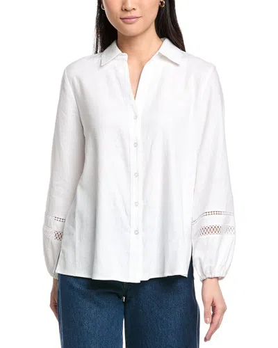 Jones New York Linen-blend Y-neck Tunic In White