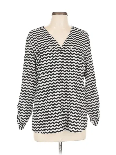 Pre-owned Jones New York Long Sleeve Blouse In Black