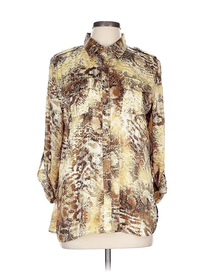 Pre-owned Jones New York Long Sleeve Blouse In Gold