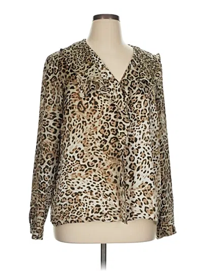 Pre-owned Jones New York Long Sleeve Blouse In Gold