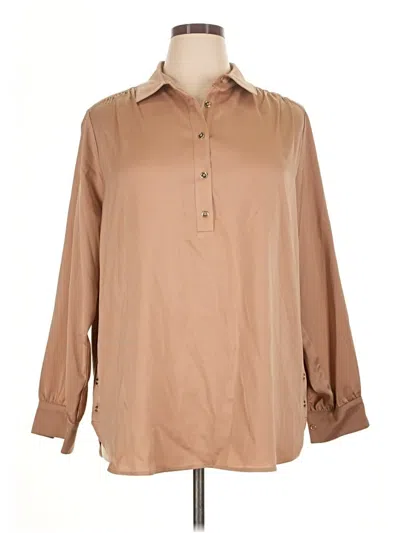 Pre-owned Jones New York Long Sleeve Blouse In Tan