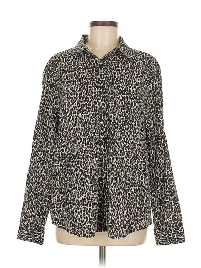 Pre-owned Jones New York Long Sleeve Button Down Shirt In Brown