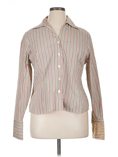 Pre-owned Jones New York Long Sleeve Button Down Shirt In Brown