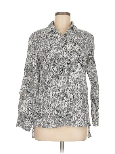 Pre-owned Jones New York Long Sleeve Button Down Shirt In Gray