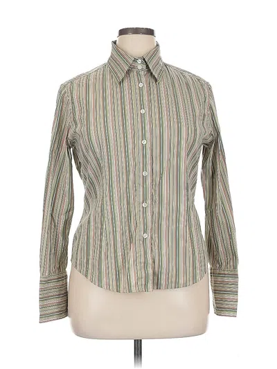 Pre-owned Jones New York Long Sleeve Button Down Shirt In Green