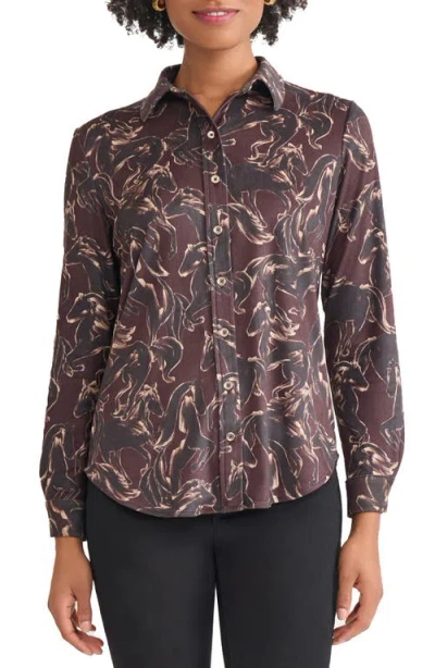 Jones New York Long Sleeve Button-up Shirt In Red