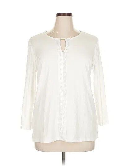 Pre-owned Jones New York Long Sleeve Henley Shirt In White