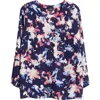 Jones New York D-ring Cuff Elbow Sleeve Button-up Top In Pacific Navy Multi