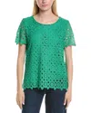 Jones New York Petite Short-sleeve Lace Top In Green