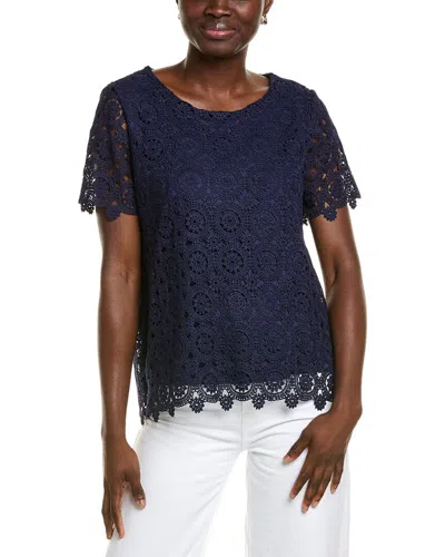 Jones New York Medallion Lace Top In Blue