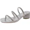 Jones New York Melli Womens Faux Leather Rhinestone Slide Sandals In Silver